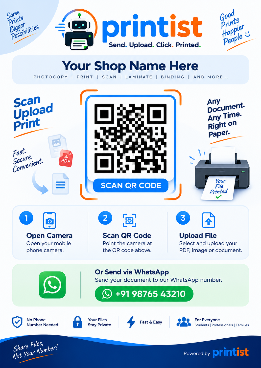 Printist printable QR codes